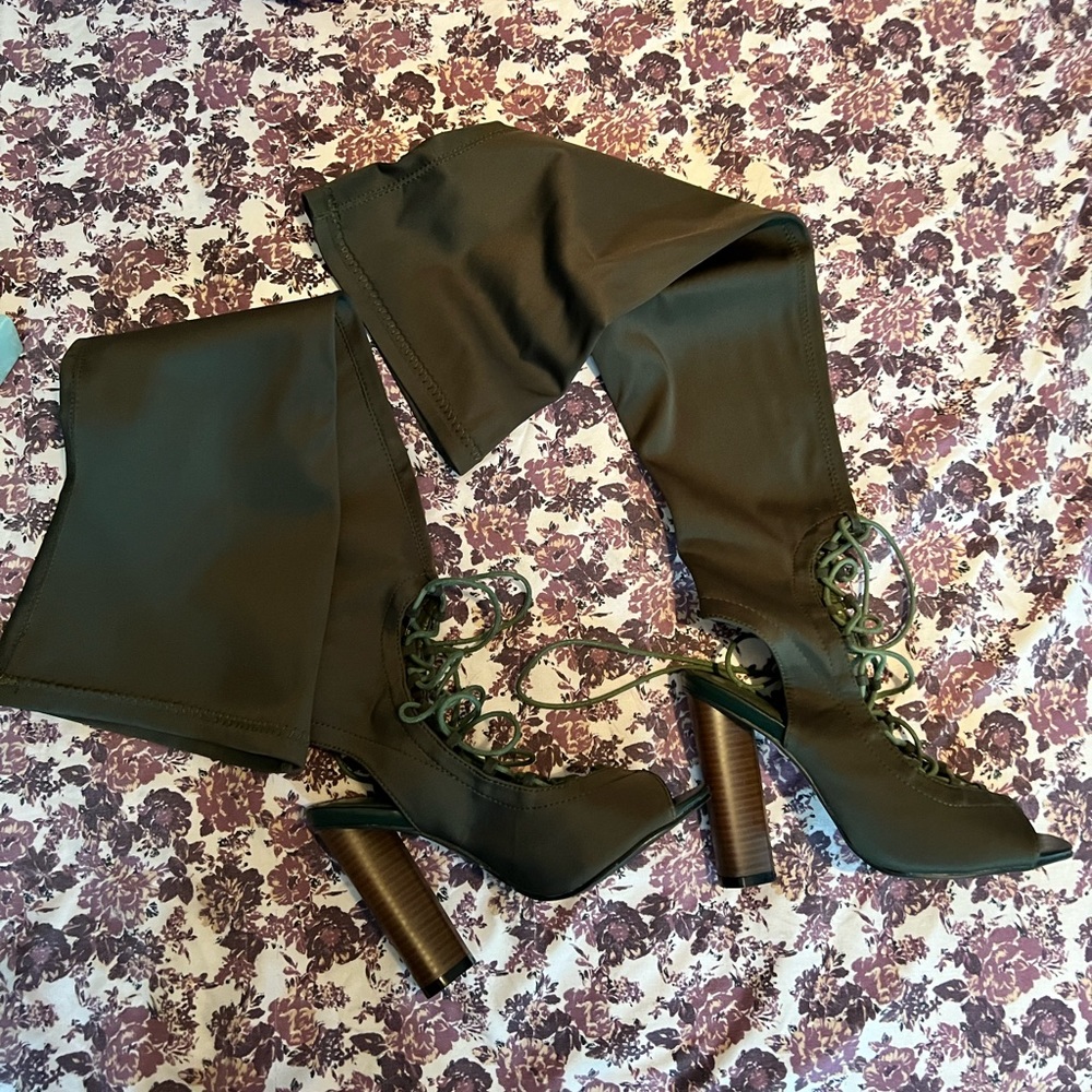 New Size 5 1/2 over the knee boots olive
